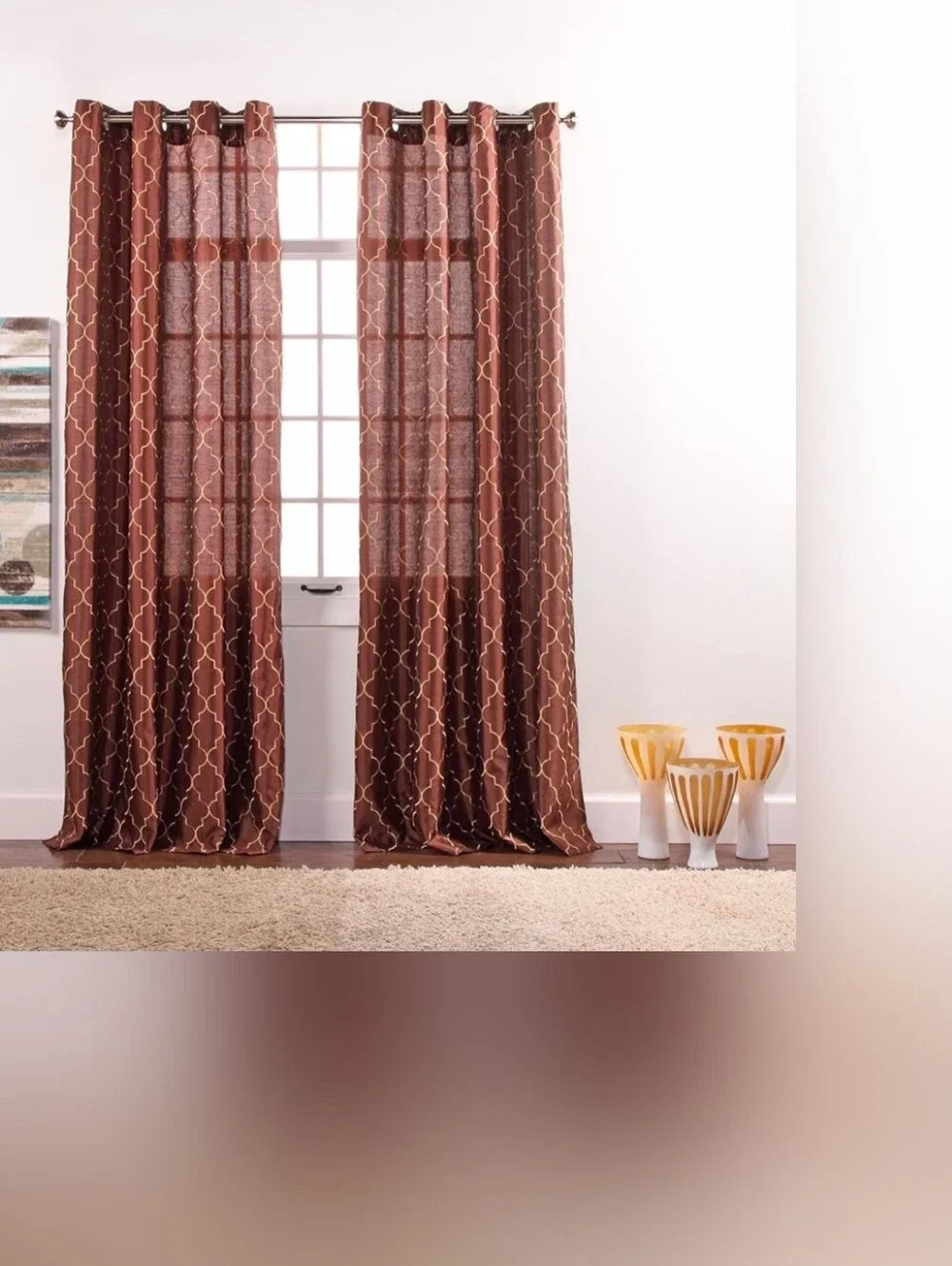Set Of Four Moroccan Trellis Curtain Panels